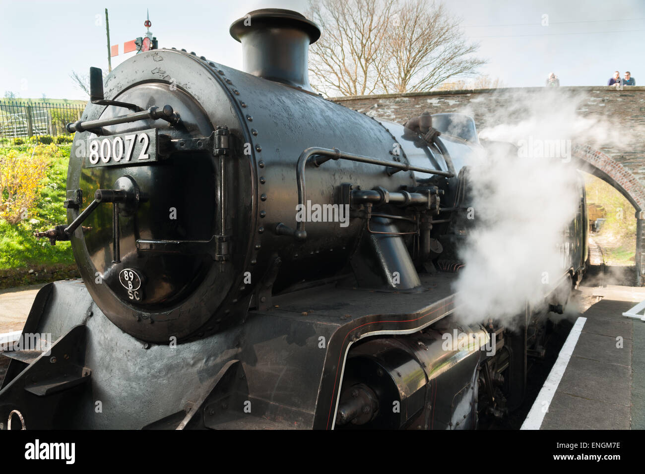 Locomotiva a 80072 Carrog Stazione Ferroviaria Nord Galles parte di Llangollen Railway società materiale rotabile Foto Stock