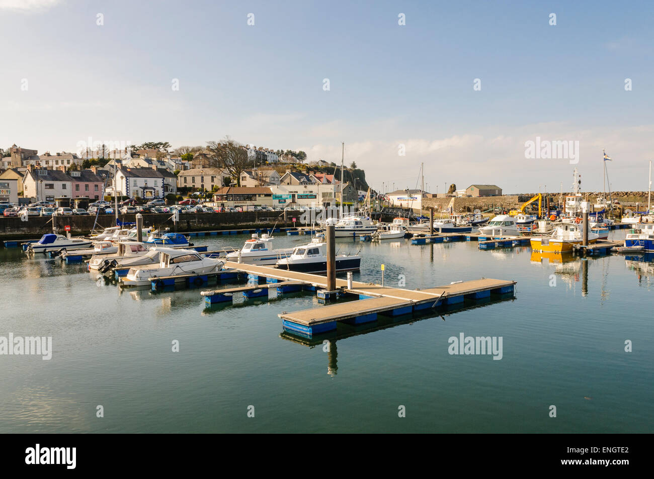 Barche a Ballycastle Marina Foto Stock