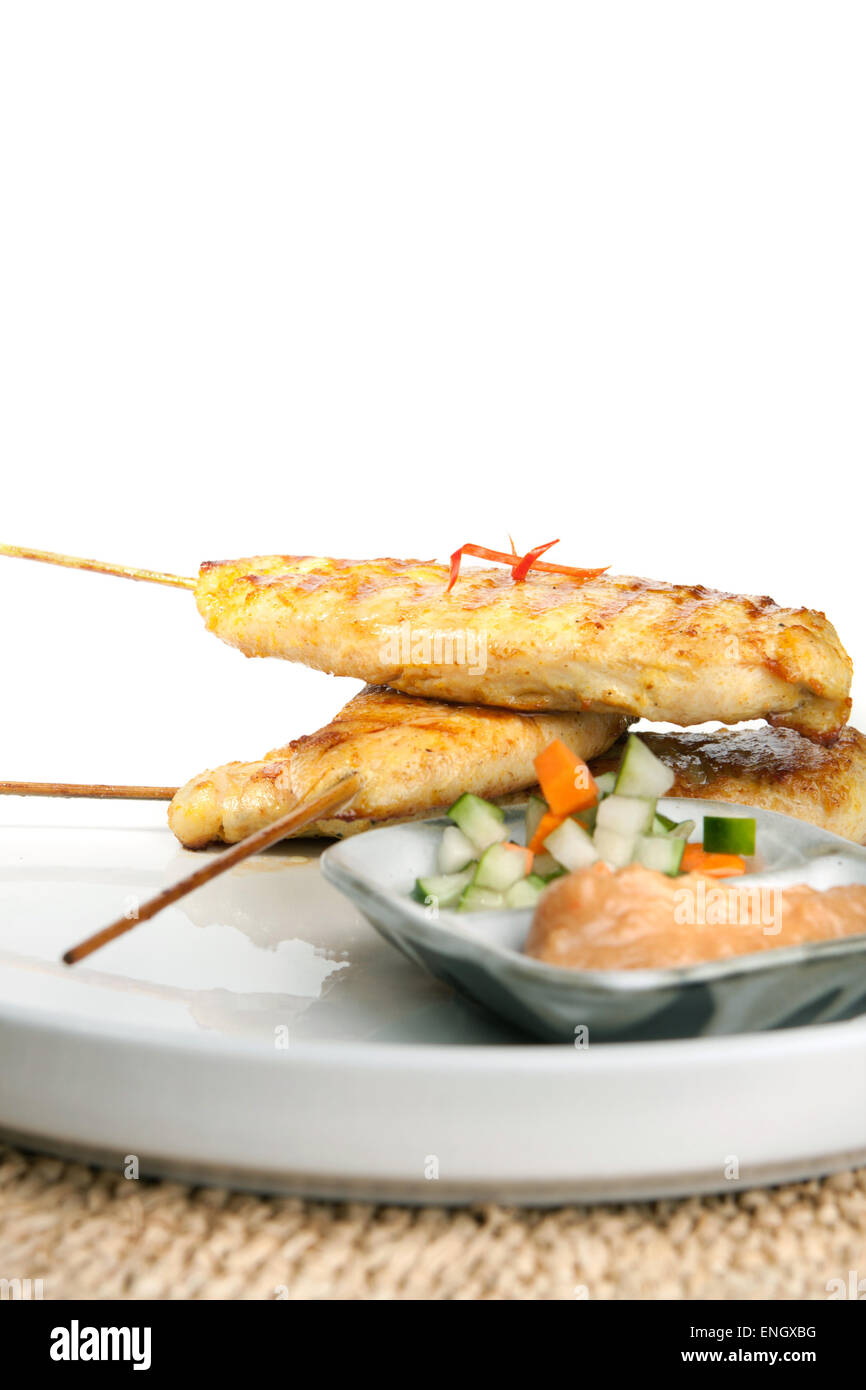 Pollo Satay antipasto tailandese Foto Stock