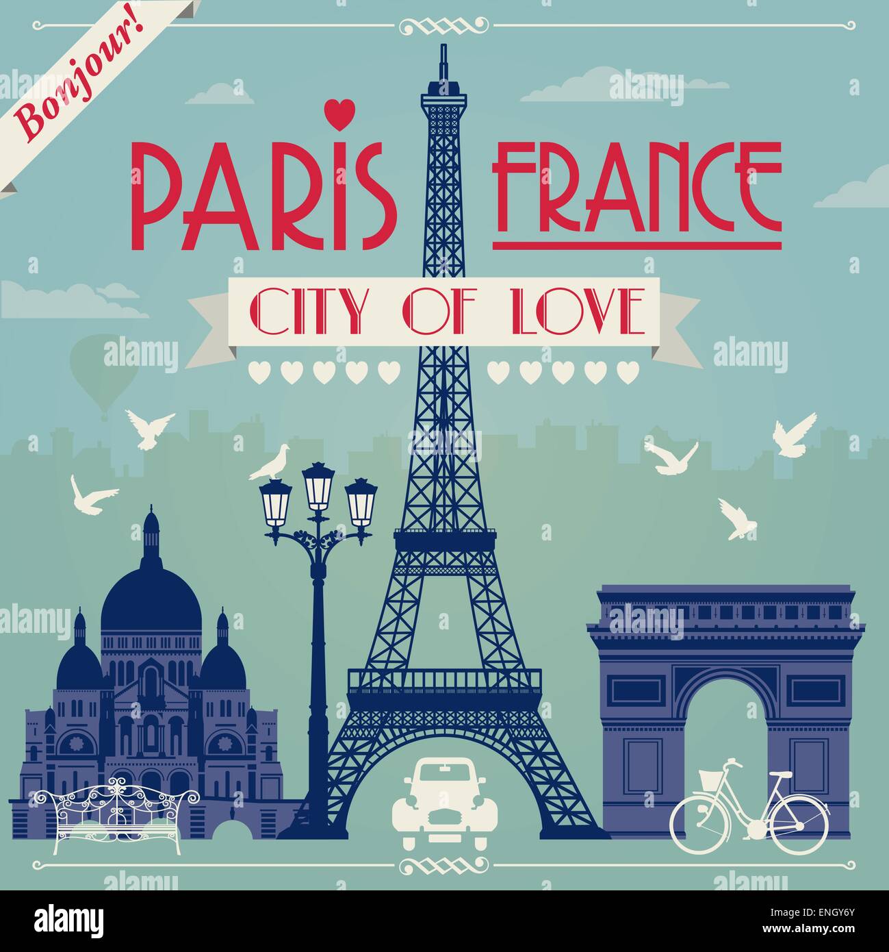 Set di vettore di parigi Illustrazione Vettoriale