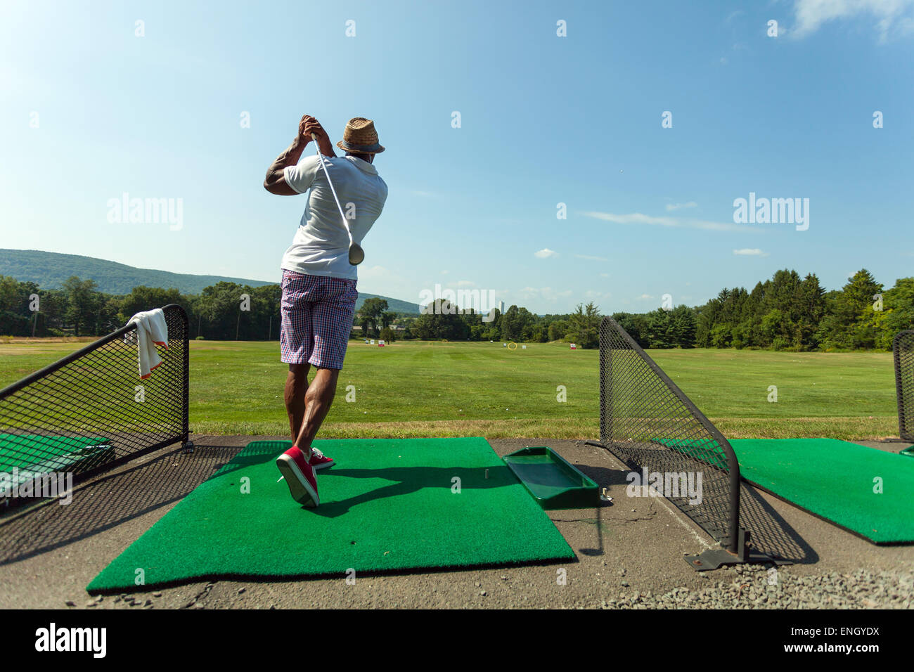 Gamma di guida Golf Swing Foto Stock