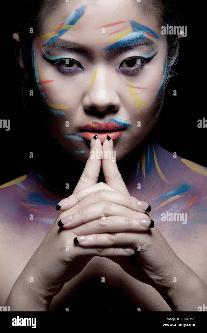 Creative make-up shot di bellezza di East Asian giovane donna Foto Stock