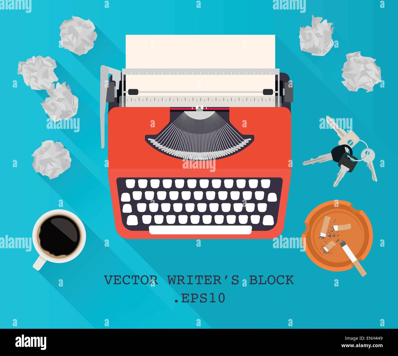 Blocco di scrittori - vettore set macchina da scrivere Illustrazione Vettoriale