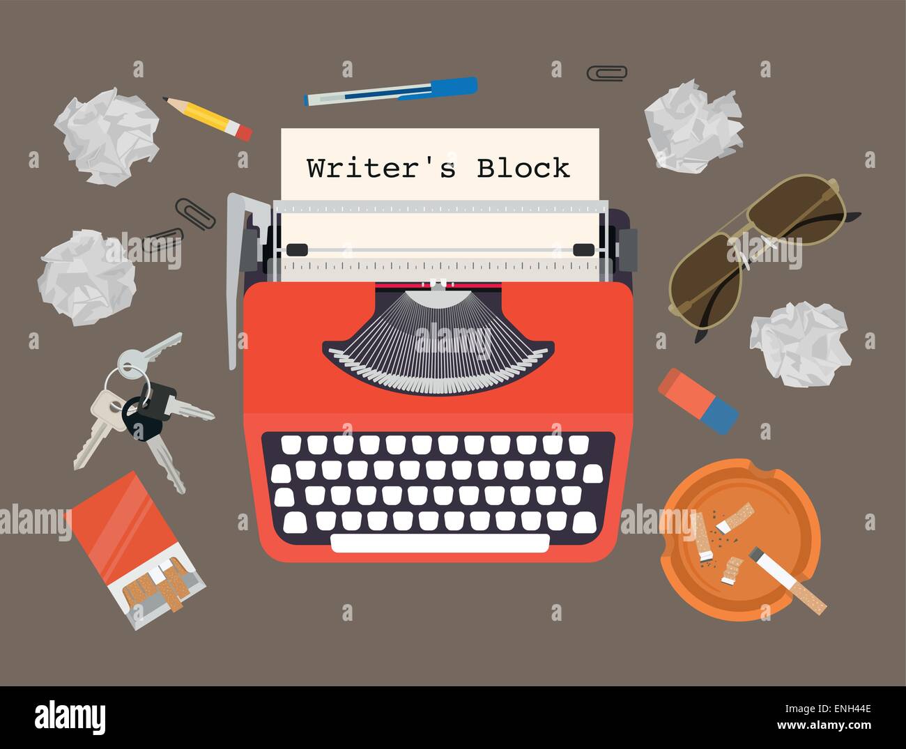 Blocco di scrittori - vettore set macchina da scrivere Illustrazione Vettoriale