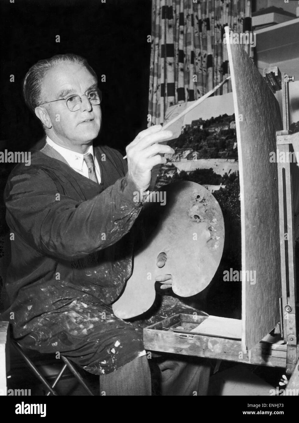 Everton presidente John Moores pittura. Il 18 ottobre 1959. Foto Stock