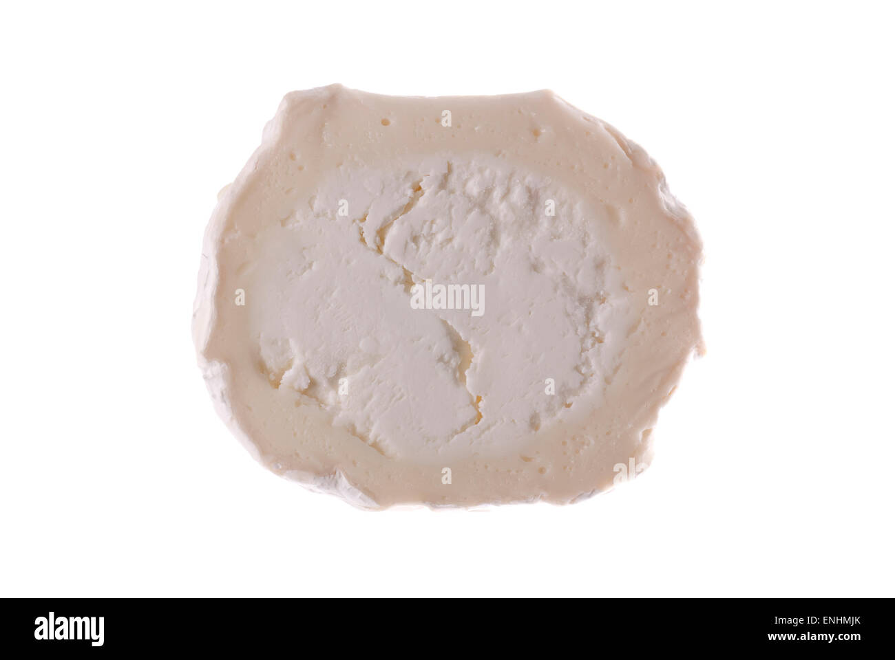 Una fetta di formaggio di capra close up. Foto Stock