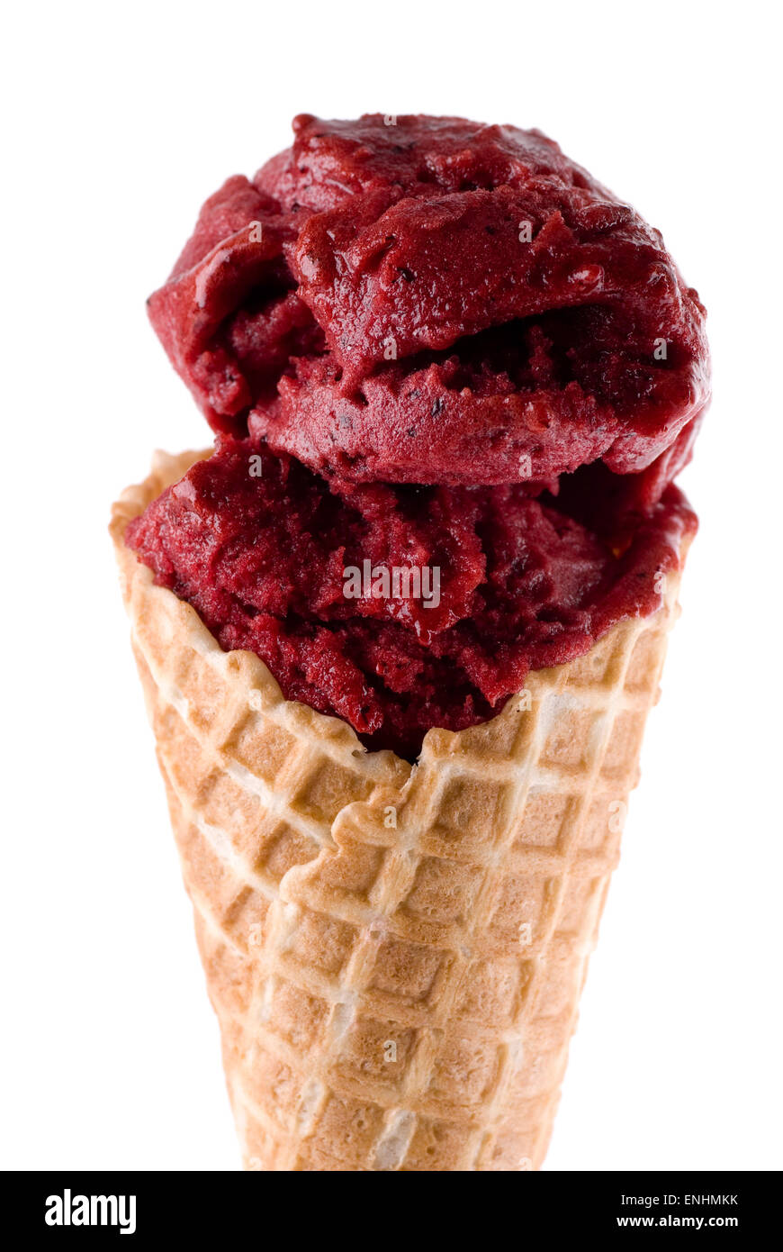 Sorbetto gelato in cono di cialda. Foto Stock