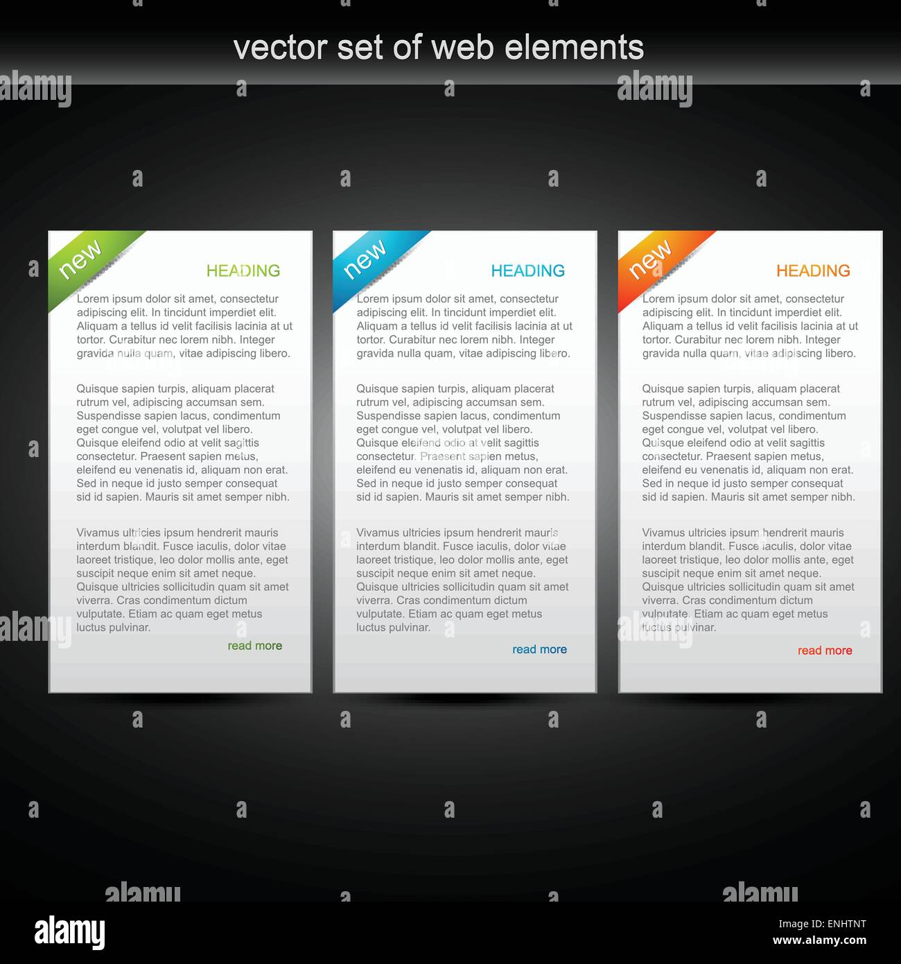 Set di vettore di tre colorate banner web per i tuoi progetti Illustrazione Vettoriale
