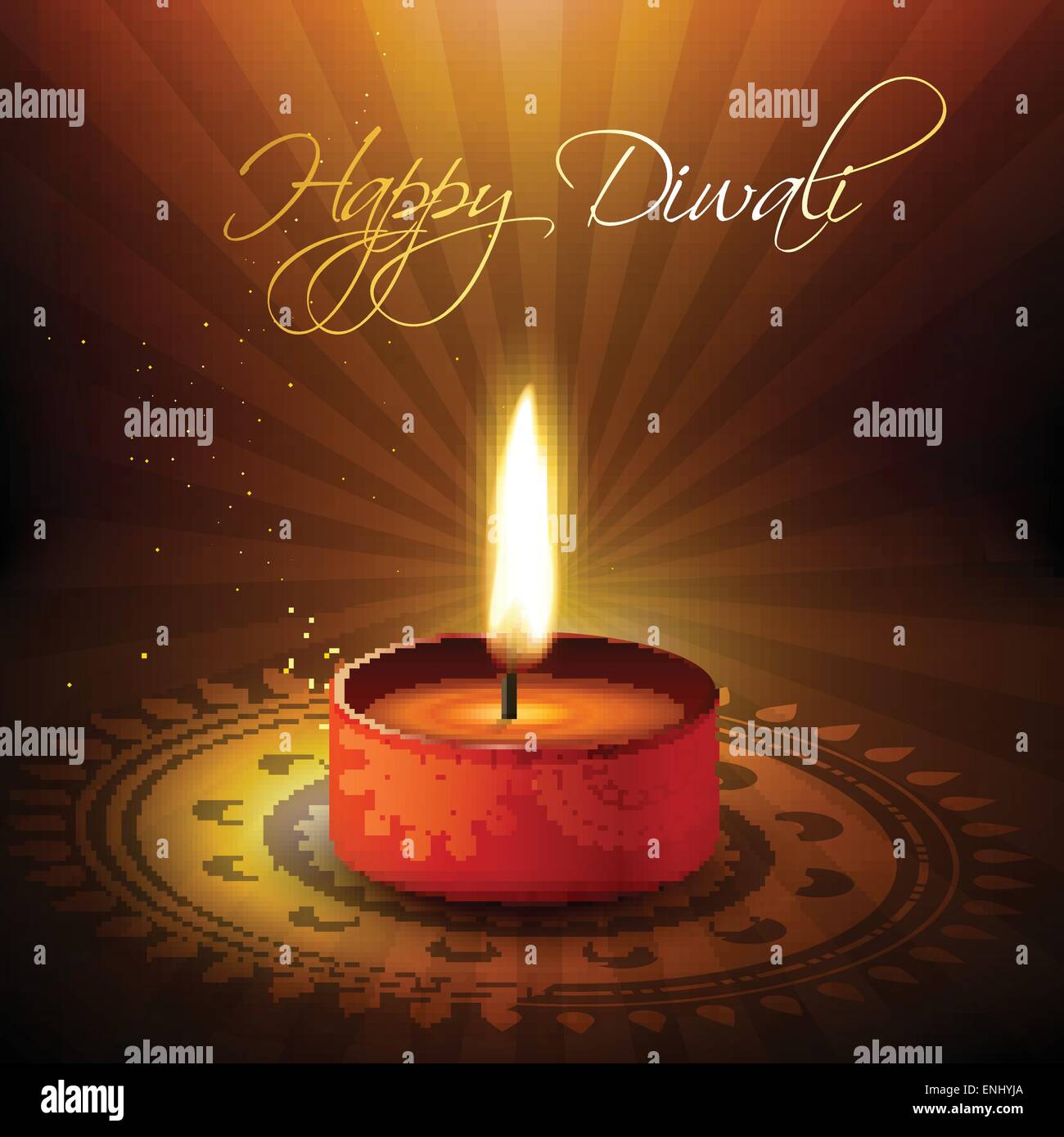 Diwali artistico diya illustrazione vettoriale Illustrazione Vettoriale