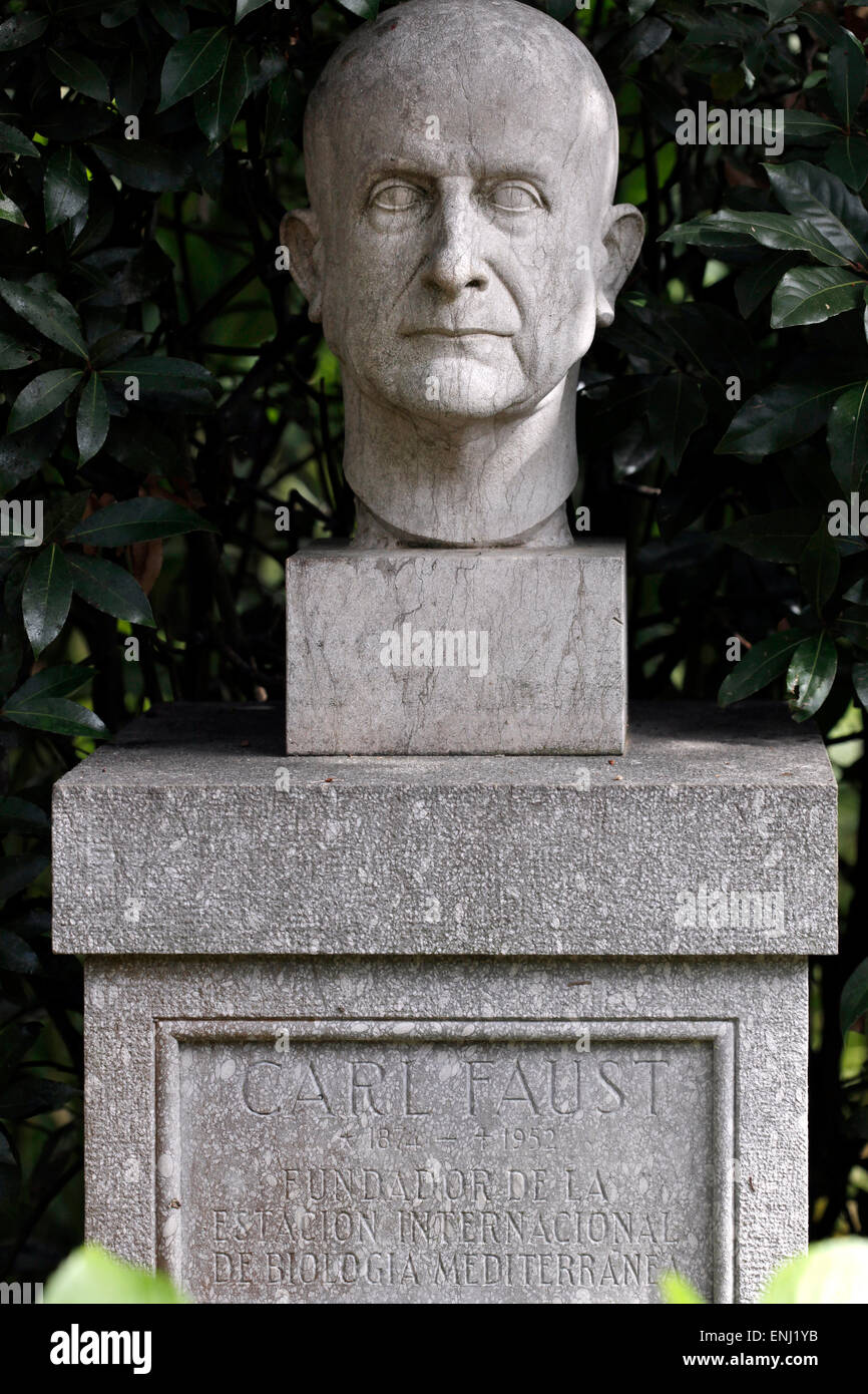 Carl (Karl) Faust, fondatore del mediterraneo internazionale Stazione di Biologia e il giardino botanico di Blanes, Costa Brava, Foto Stock