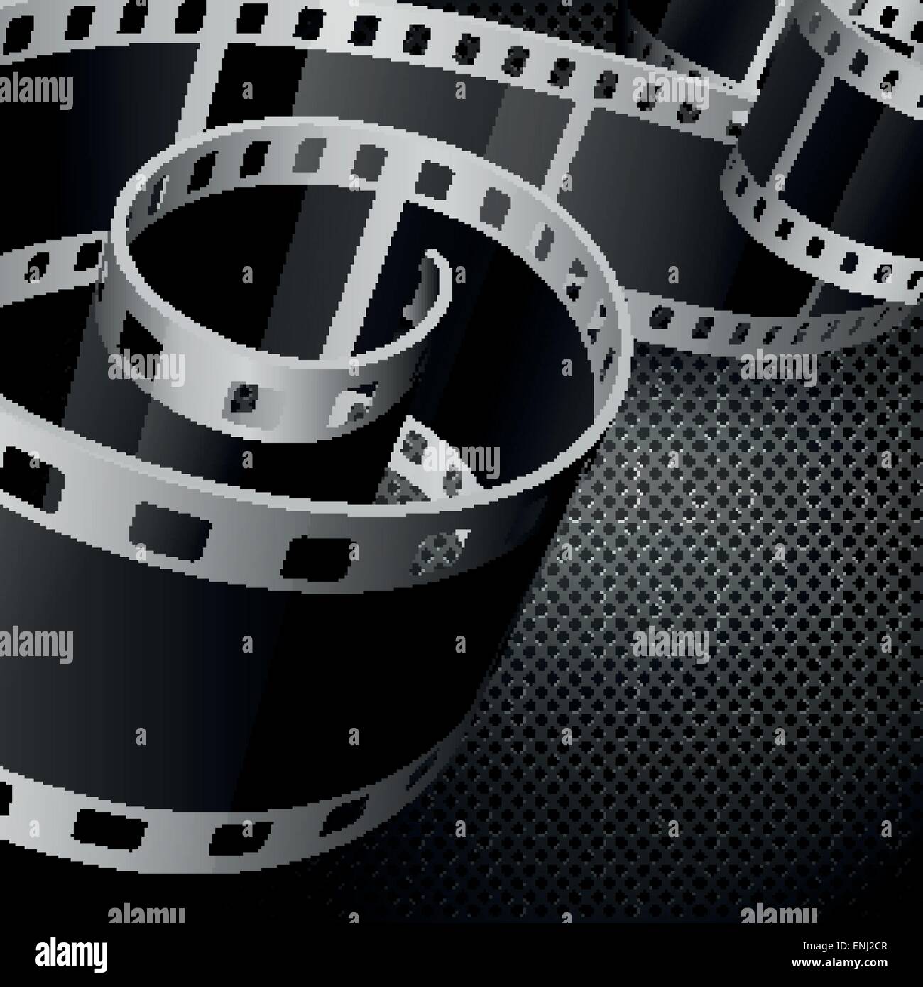 Vettore di bobina di pellicola sul carbone scuro dello sfondo Illustrazione Vettoriale