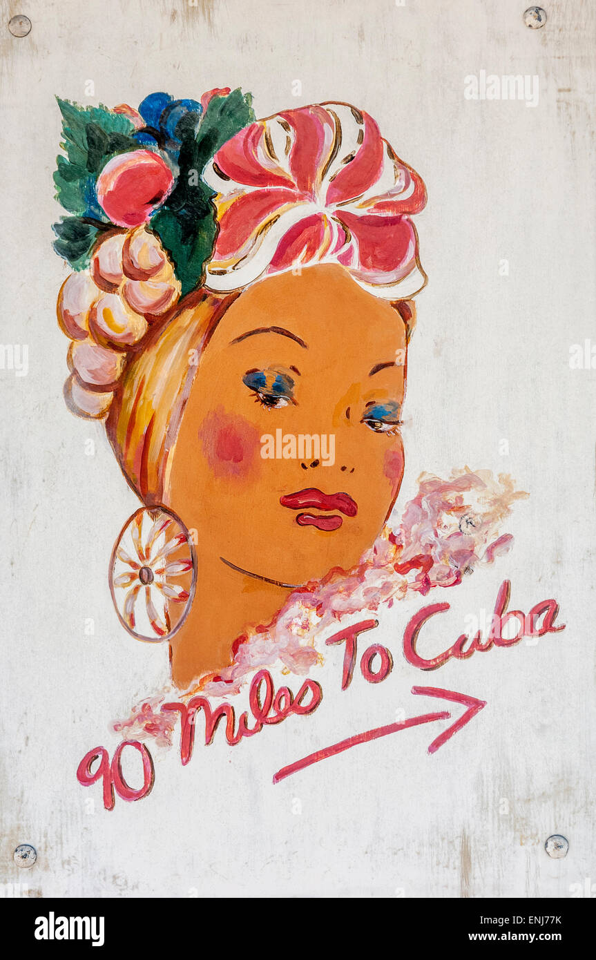 '90 miglia a Cuba' poster. Key West. Florida Keys. Stati Uniti d'America Foto Stock