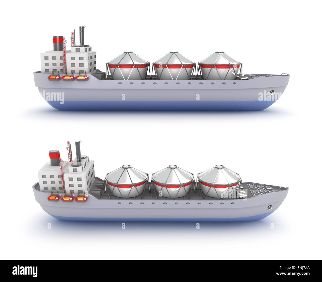 Petroliera nave su sfondo bianco. Il mio design. Foto Stock