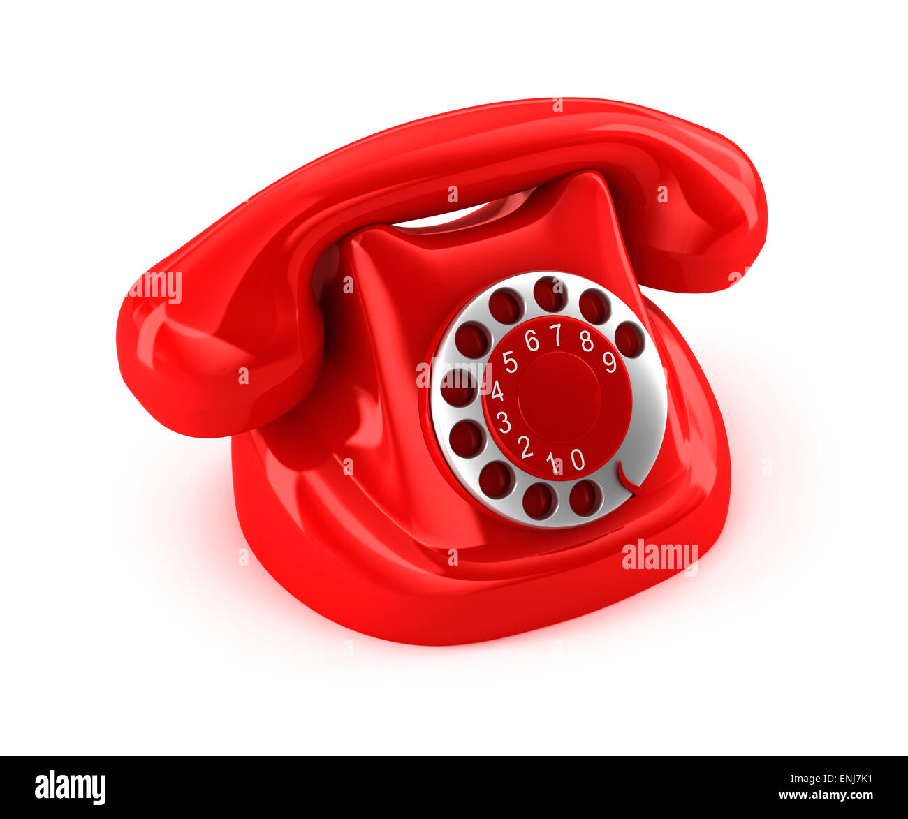 Vecchio telefono su sfondo bianco Foto Stock