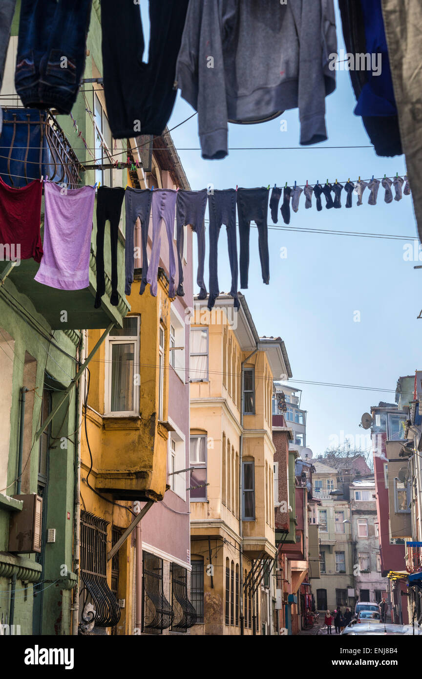 Colorate strade in Balat / fener quartiere di Istanbul. La Turchia. Foto Stock