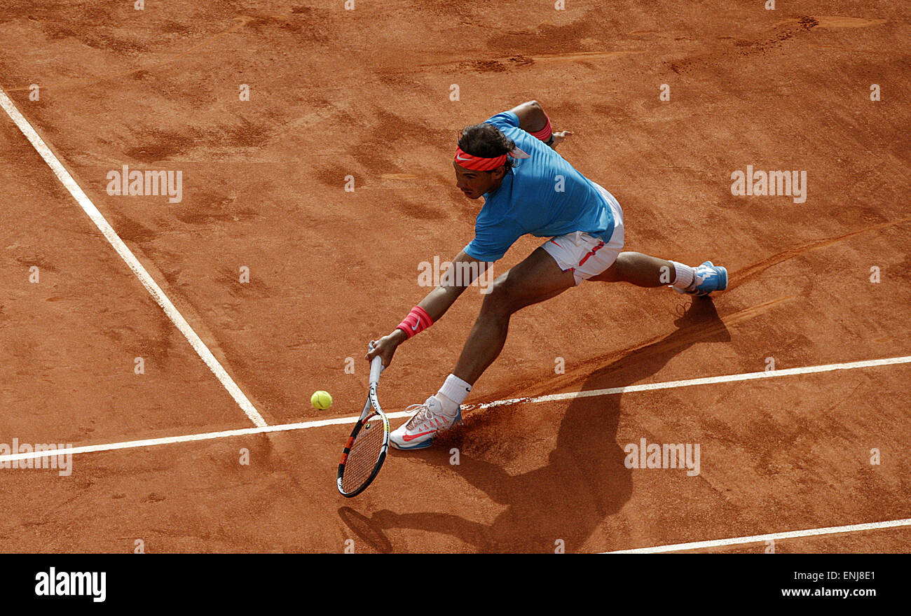 6 maggio 2015 - Madrid, Spagna - 06.05.2015 Madrid, Spagna. Rafael Nadal batte Steve Johnson in Madrid Open 2° round, 6-4, 6-3 (credito Immagine: © Michael Cullen/ZUMA filo) Foto Stock