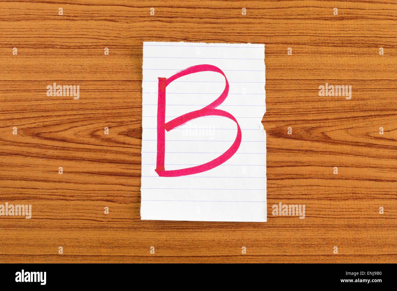 Grado b sulla parete di legno sfondo Foto Stock