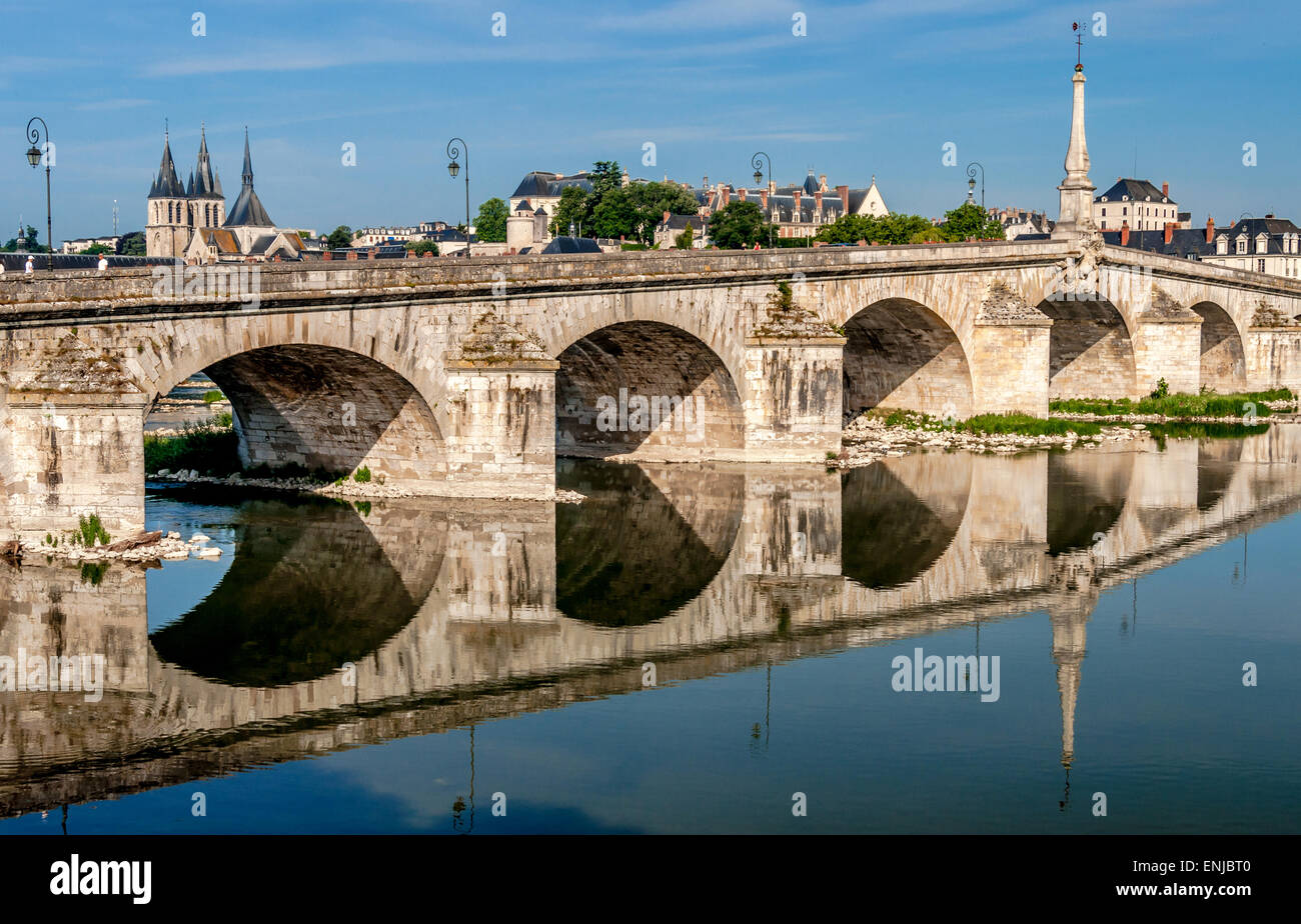 Ponte sul fiume Loira, a Blois in Francia Foto Stock