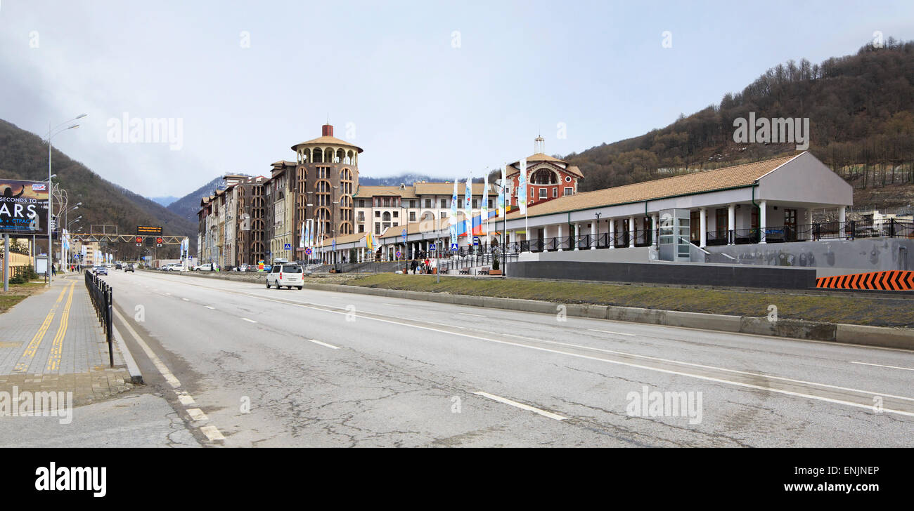 Sochi, Russia - 13 Febbraio 2015: Gorky Gorod Resort in Esto Sadok Foto Stock