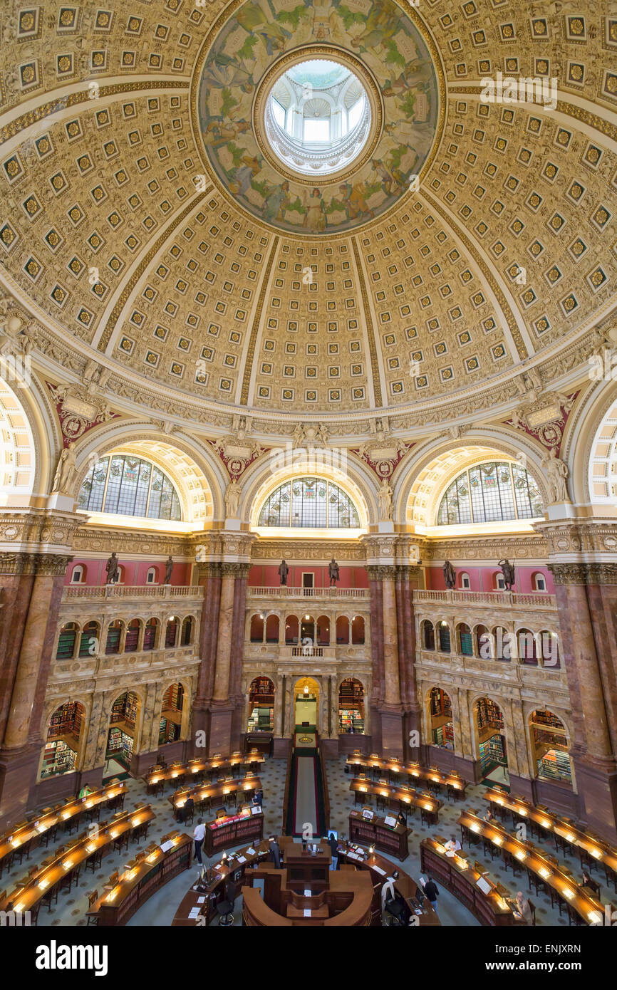 La Grande Hall di Thomas Jefferson Building, la Biblioteca del Congresso a Washington DC, Stati Uniti d'America, America del Nord Foto Stock