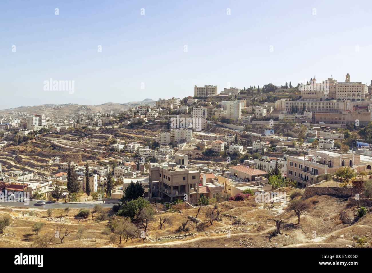 Vista su Betlemme e la West Bank, Territori palestinesi, Israele, Medio Oriente Foto Stock