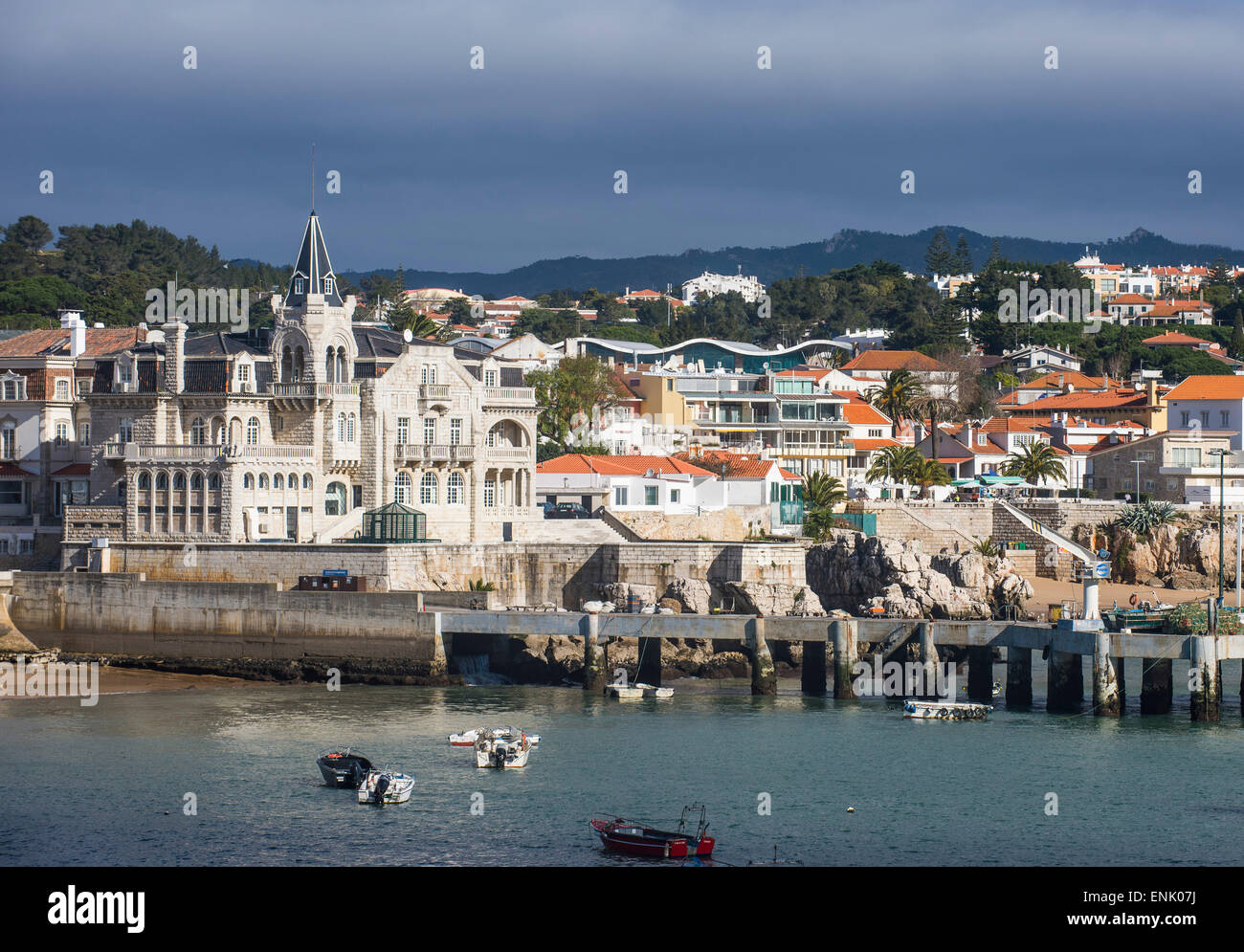La fronte oceano della città balneare di Cascais, Portogallo, Europa Foto Stock