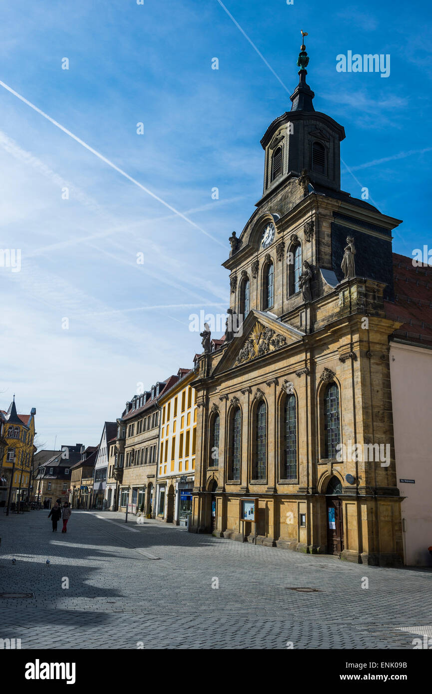 Spital chiesa in zona pedonale, Bayreuth, Alta Franconia, Baviera, Germania, Europa Foto Stock