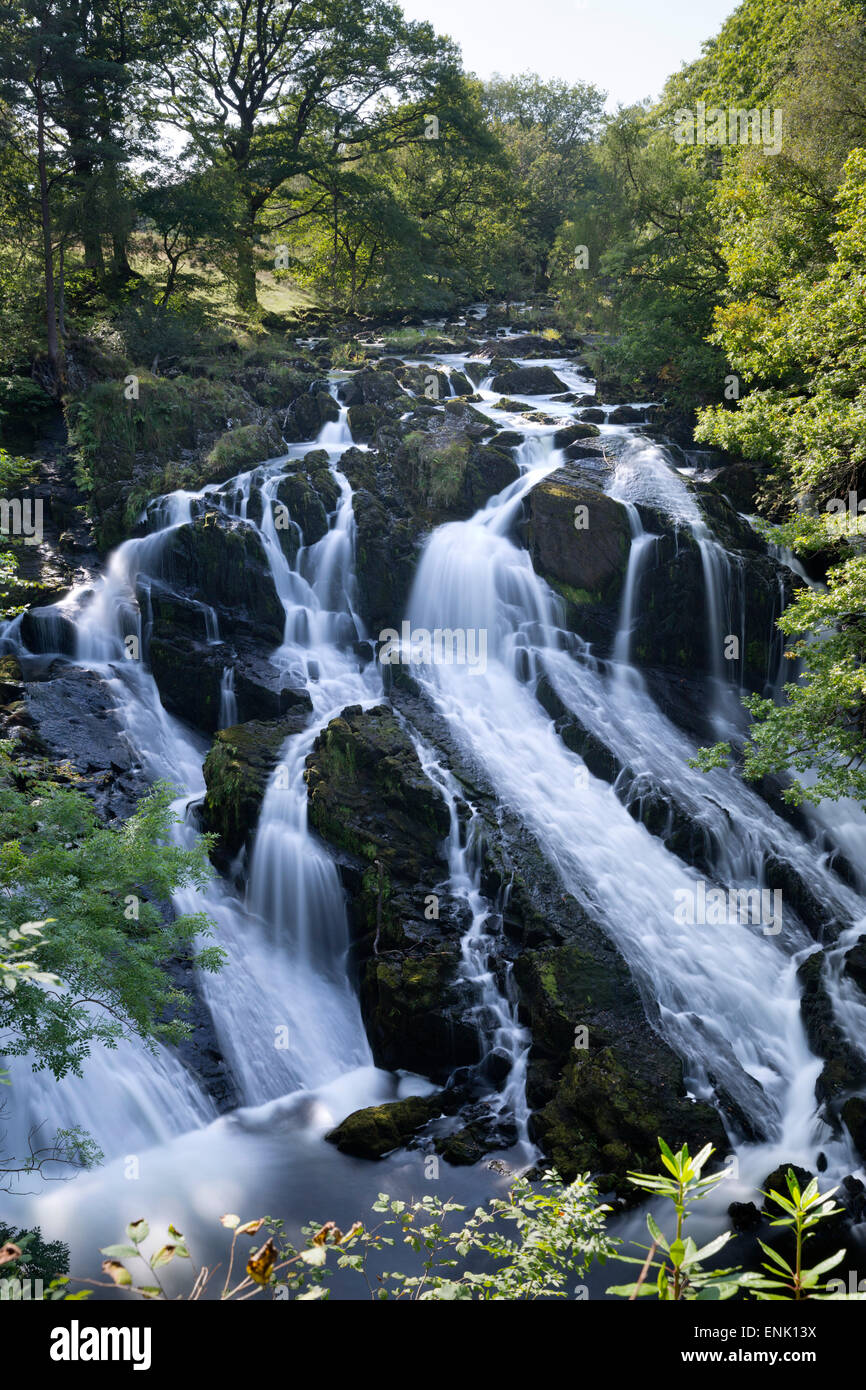 Swallow Falls, Betws-y-Coed, Parco Nazionale di Snowdonia, Conwy, Wales, Regno Unito, Europa Foto Stock