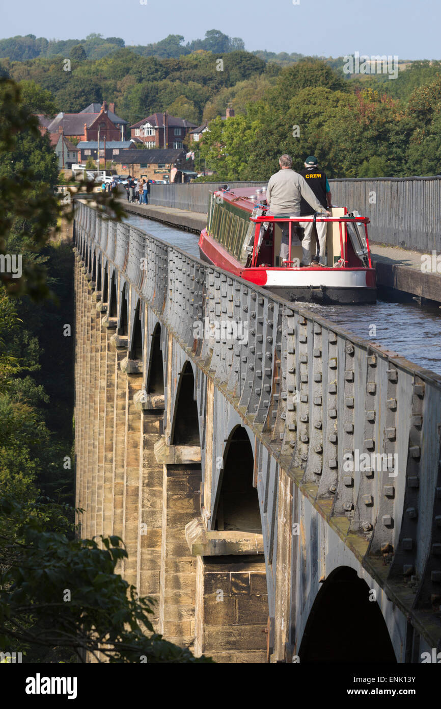 Acquedotto Pontcysyllte, costruito dal 1795 al 1805, l'UNESCO e l'Ellesmere Canal, Llangollen, Denbighshire, Wales, Regno Unito Foto Stock
