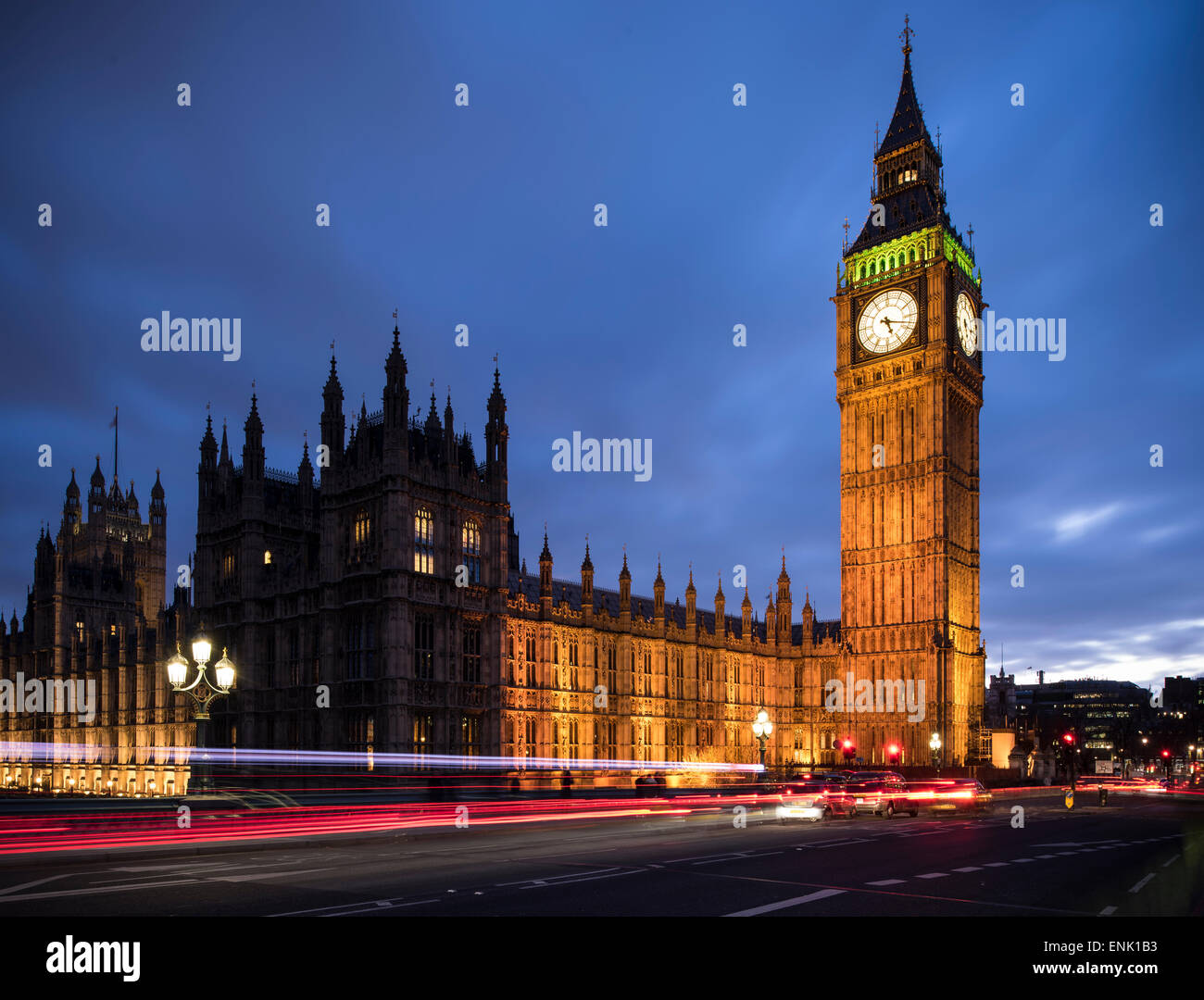 Il Big Ben, la Casa del Parlamento, il Sito Patrimonio Mondiale dell'UNESCO, Westminster, London, England, Regno Unito, Europa Foto Stock