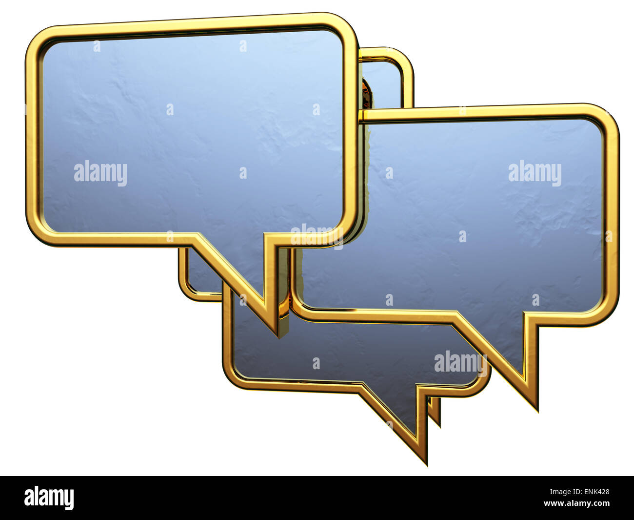 Finestre di dialogo di oro e argento 3D rendering con tracciato di ritaglio Foto Stock