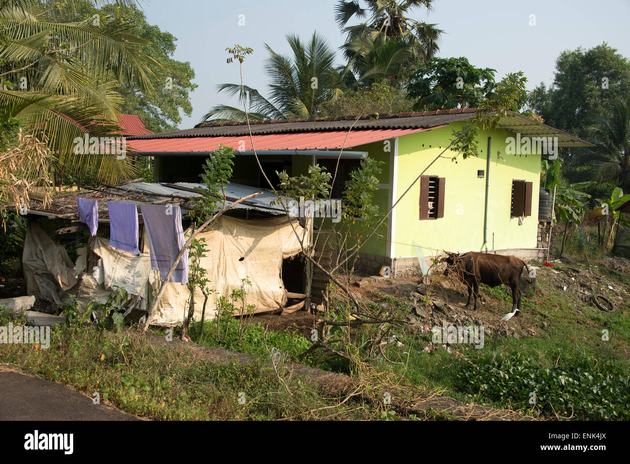 Casa di un agricoltore indiano ad Ambalapuzha, Kerala state, India Foto Stock