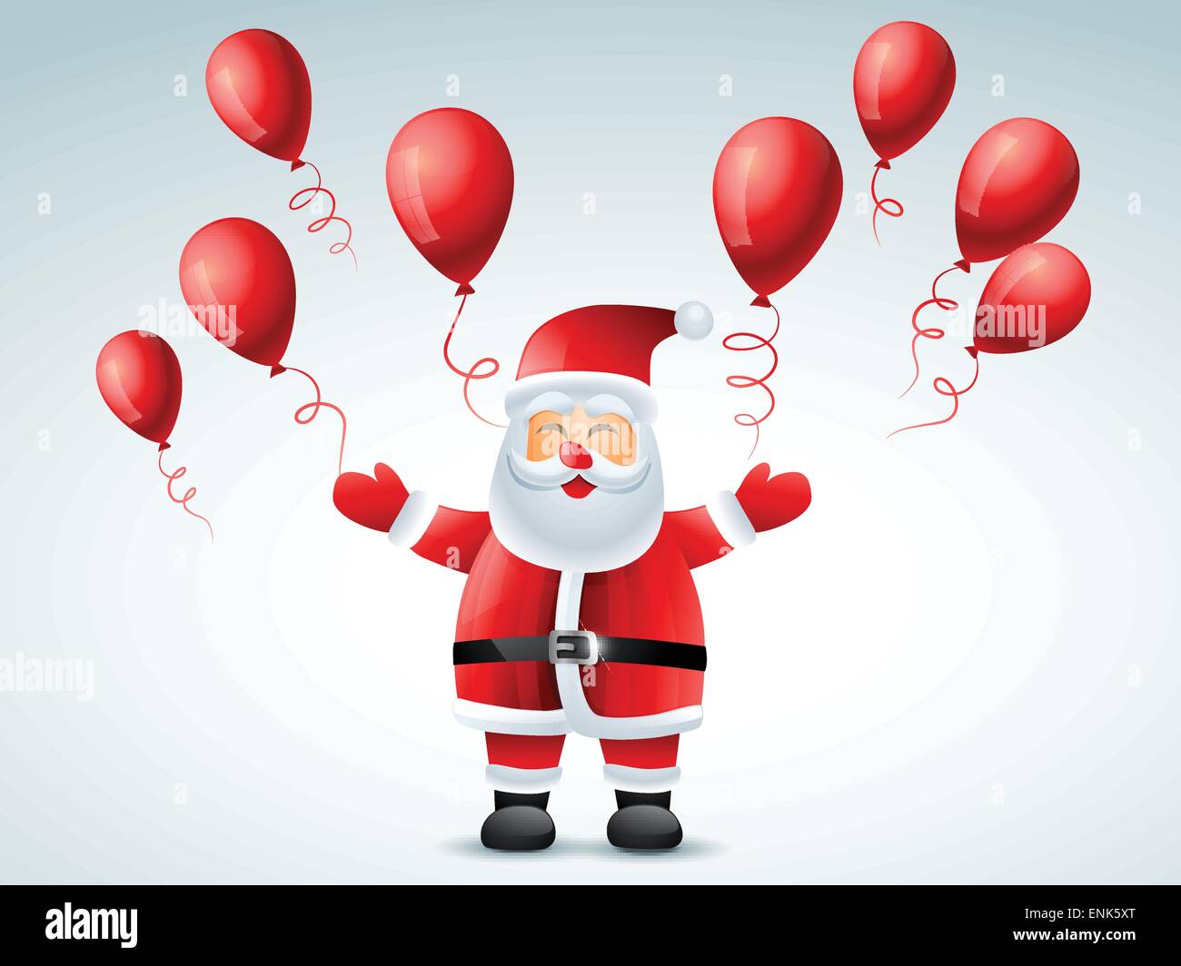 Santa Claus battenti palloncini design Illustrazione Vettoriale