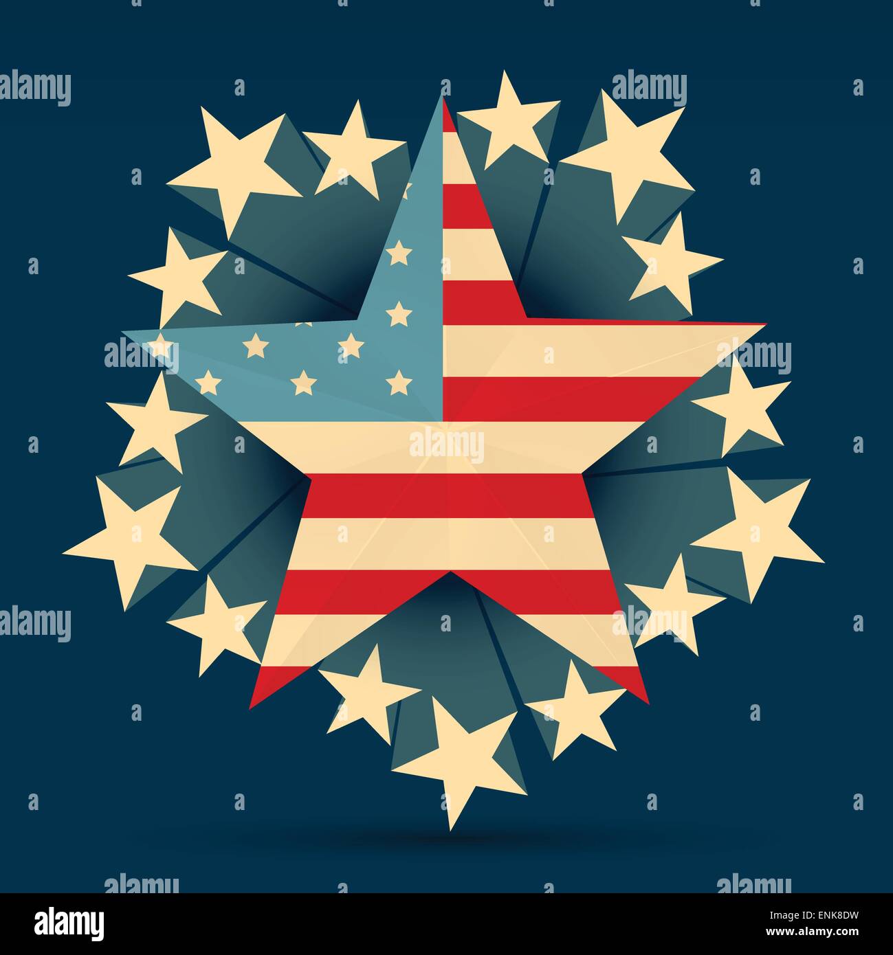 Creative bandiera americana con stelle intorno ad esso Illustrazione Vettoriale