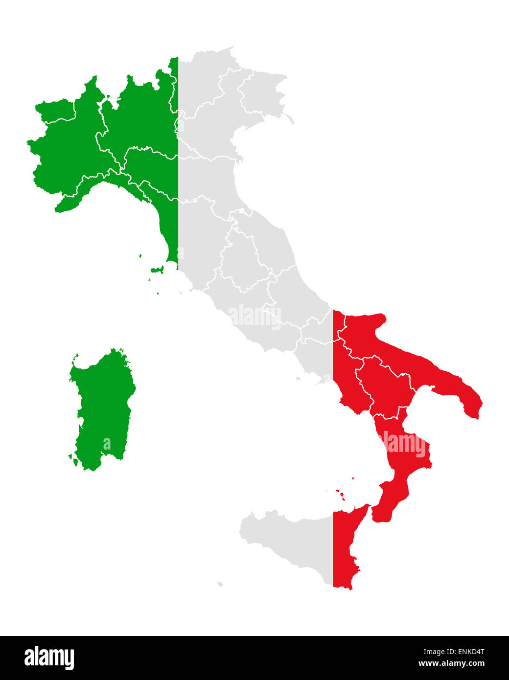 Mappa e bandiera di Italia Foto Stock