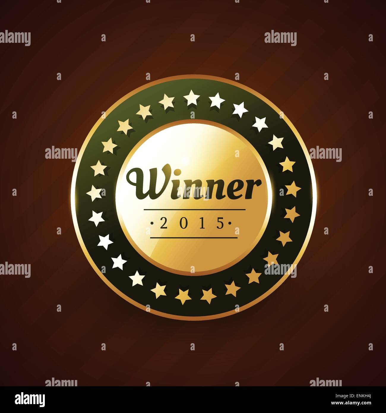 Winer dell'anno goldeb etichetta design badge con stelle che lo circonda Illustrazione Vettoriale