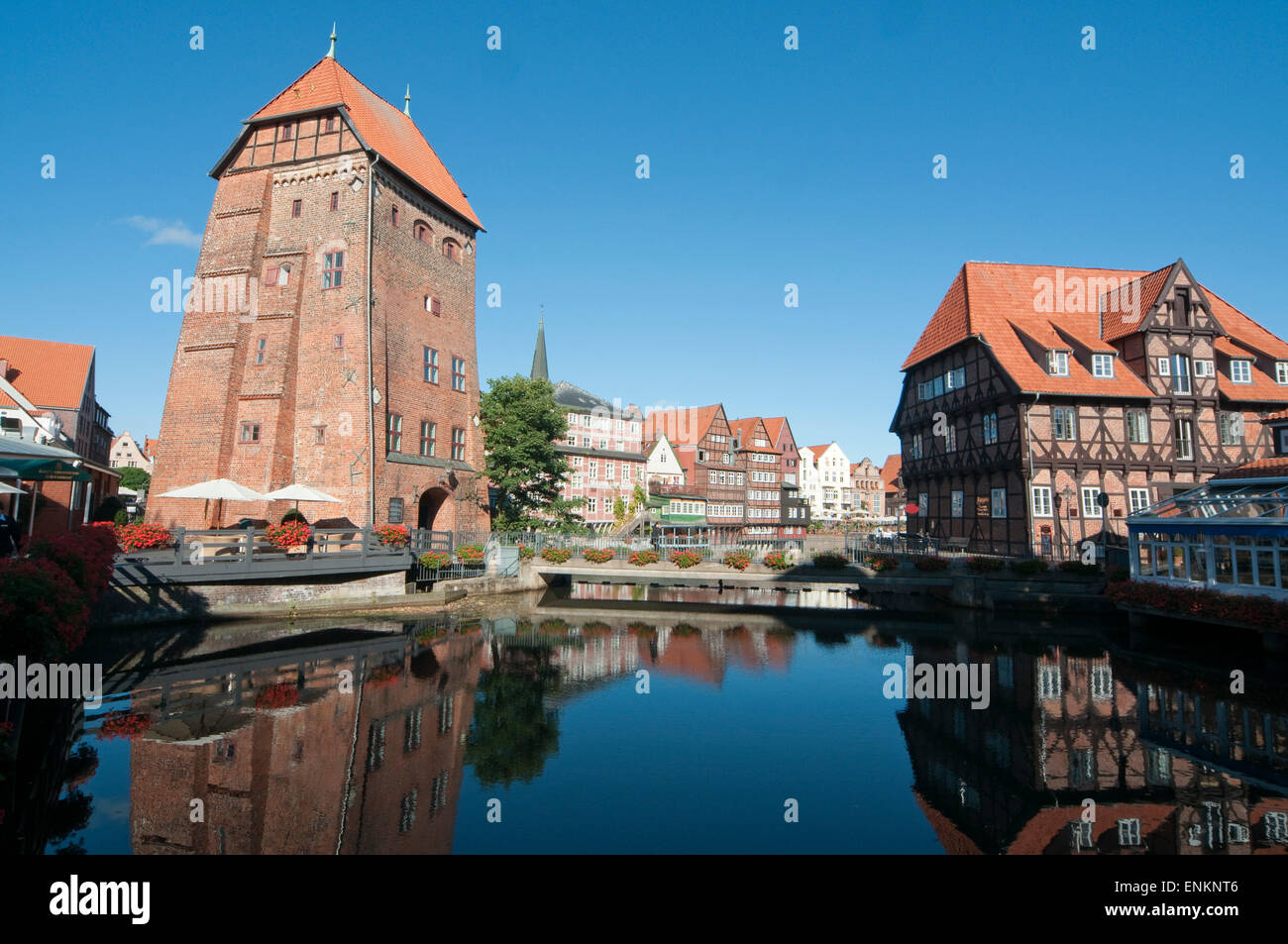 Luener Muehle und Abtsmuehle, Alter Hafen, Lueneburg, Niedersachsen, Deutschland | Luener Mill e Abts Mill, Porto Vecchio Luenebu Foto Stock