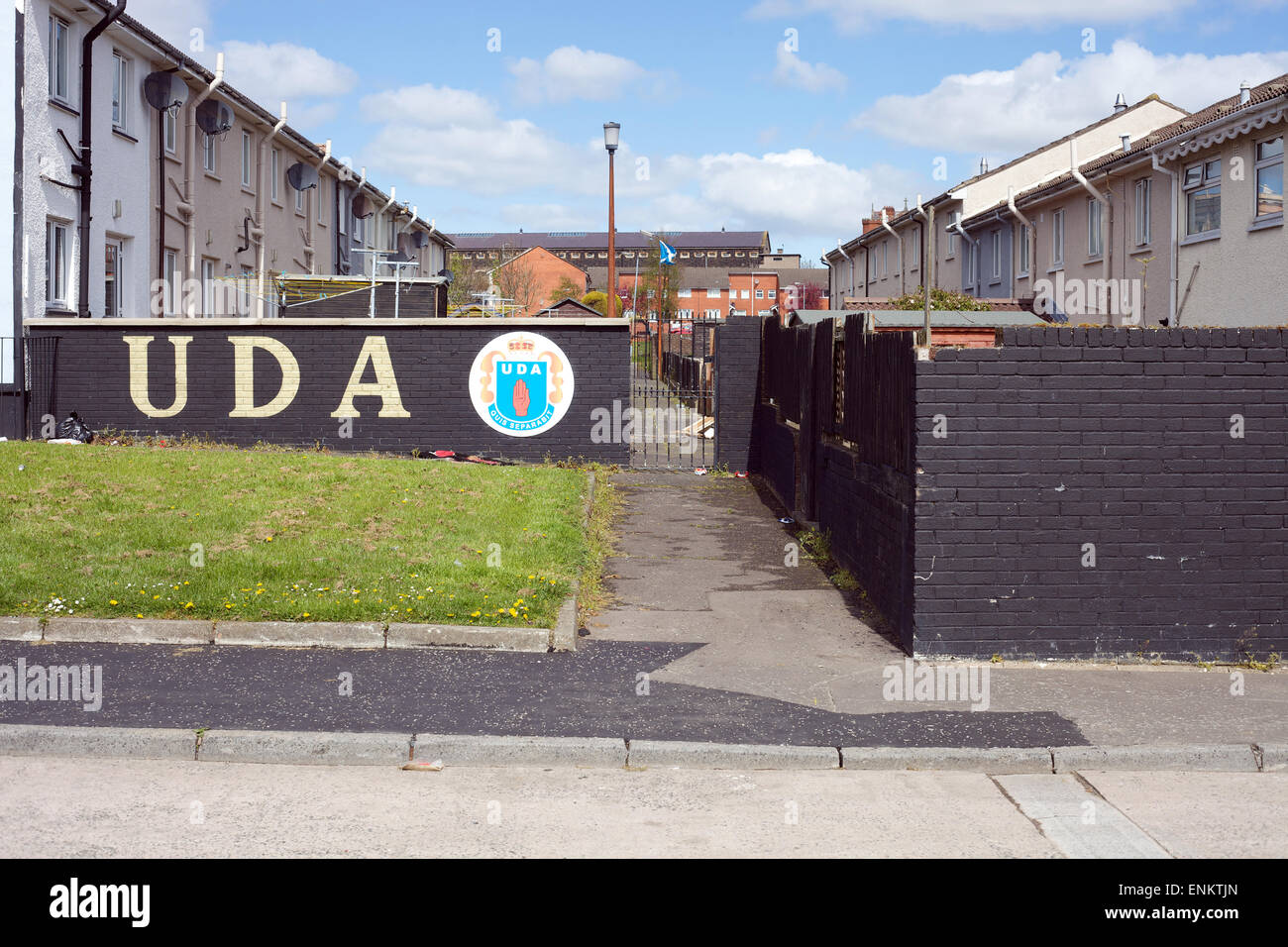 Politica UDA murale sulla parete a Belfast, Irlanda del Nord Foto Stock