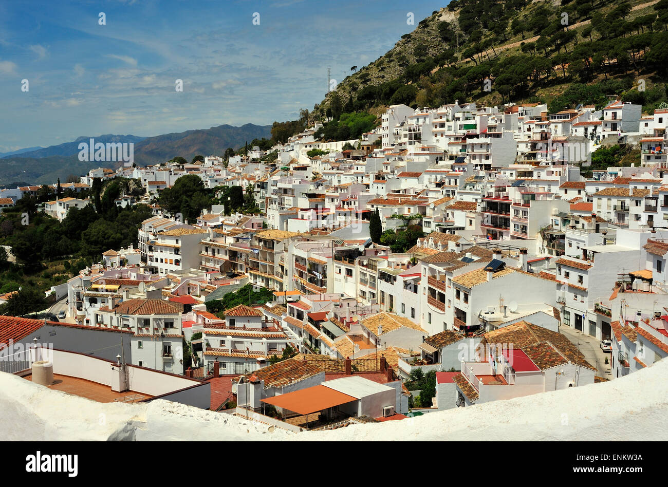 Mijas Città Bianca hillside Costa Del Sol Spagna Foto Stock