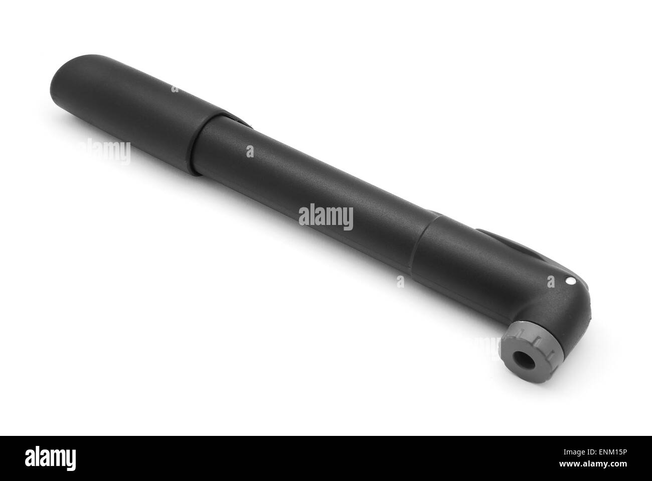 Pompa da bicicletta su sfondo bianco Foto Stock