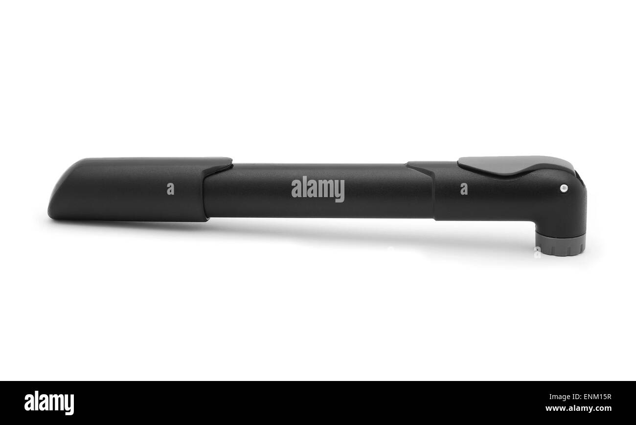 Pompa da bicicletta su sfondo bianco Foto Stock