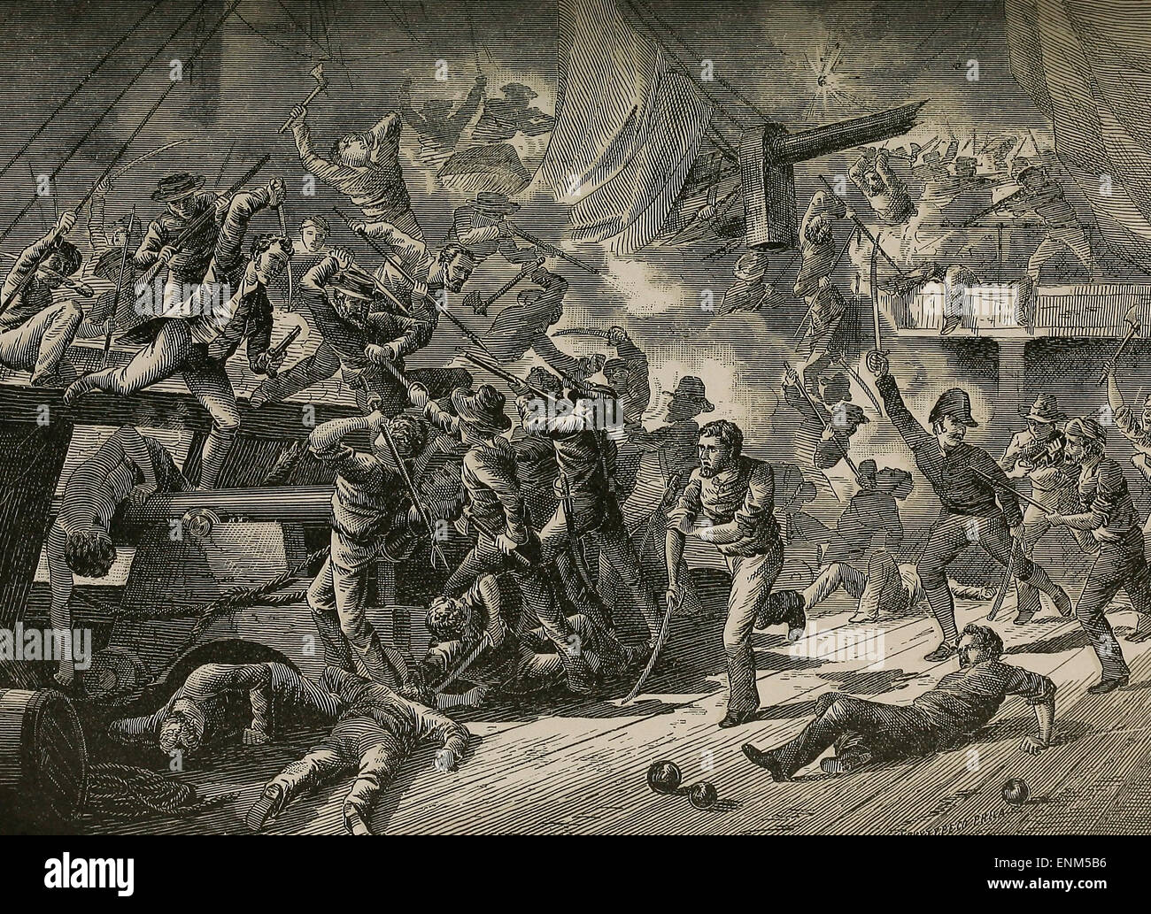 L'impegno tra la serapide e Bonhomme Richard durante la Rivoluzione Americana, 1779 Foto Stock