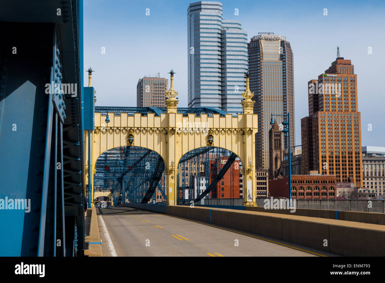 La Smithfield Street Bridge attraversa il fiume Monongahela, Pittsburgh, Pennsylvania Foto Stock