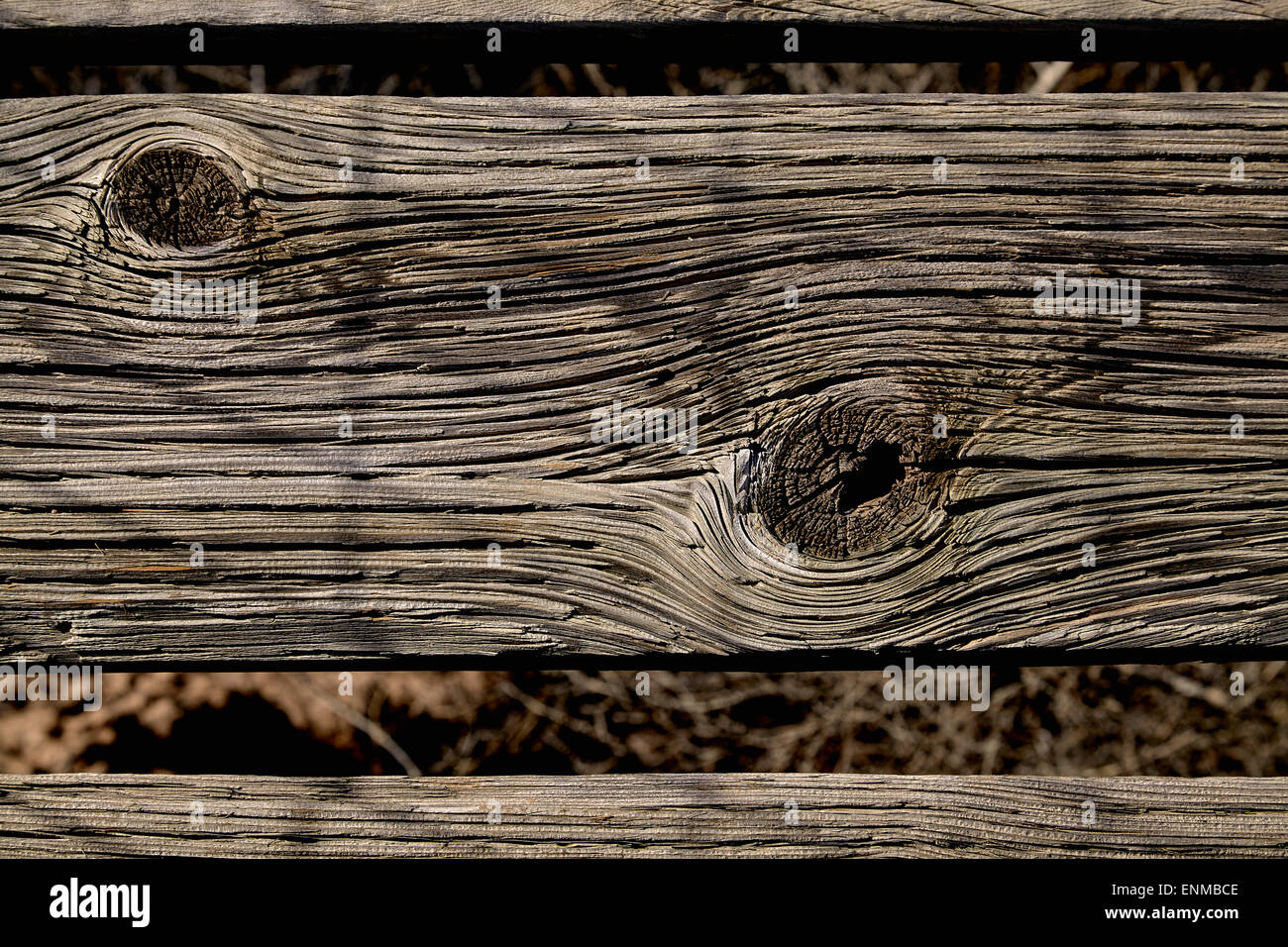 Nodi in legno stagionato stecca Foto Stock