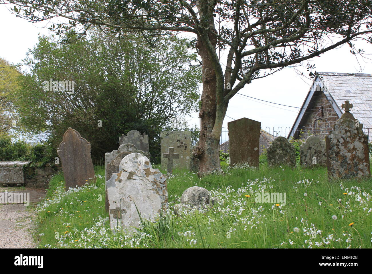 cimitero di madron con tombe, lapidi e memoriali Foto Stock