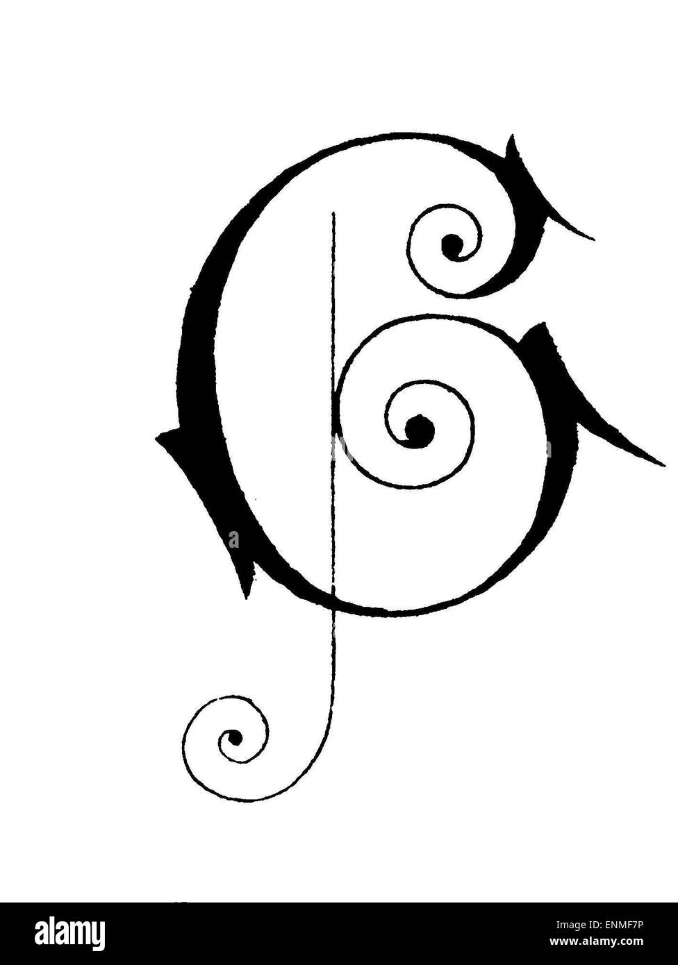 Lettera G, Art Nouveau Foto Stock