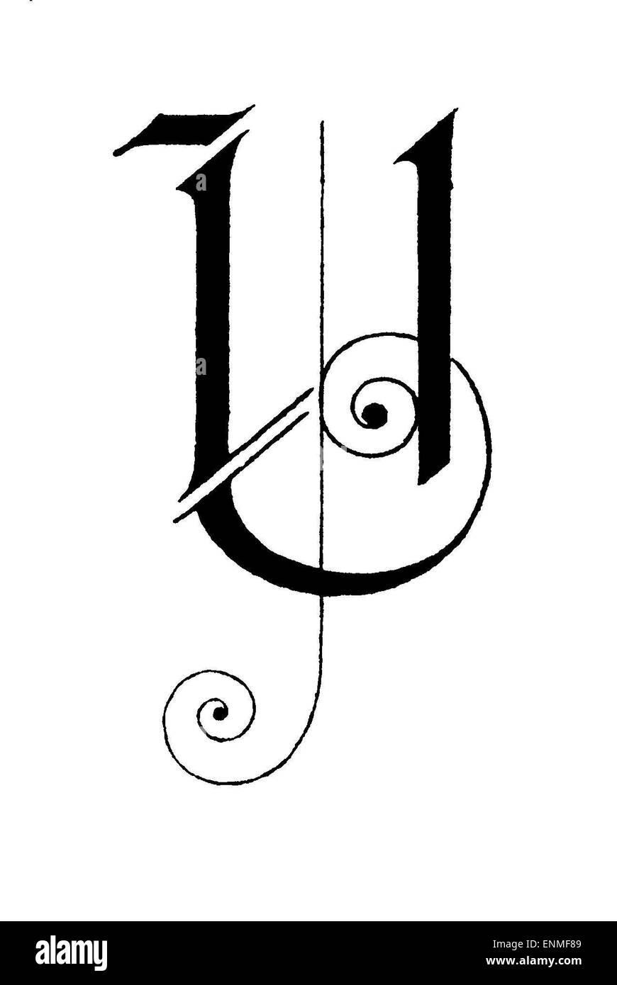 Lettera U, Art Nouveau Foto Stock
