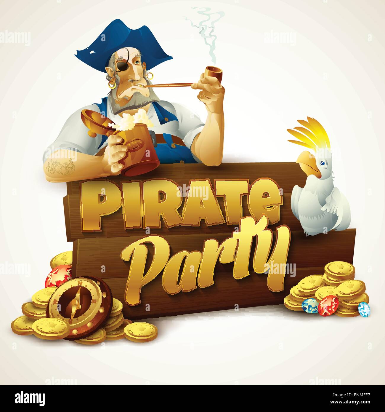 Partito del pirata poster. Illustrazione vettoriale EPS 10 Illustrazione Vettoriale