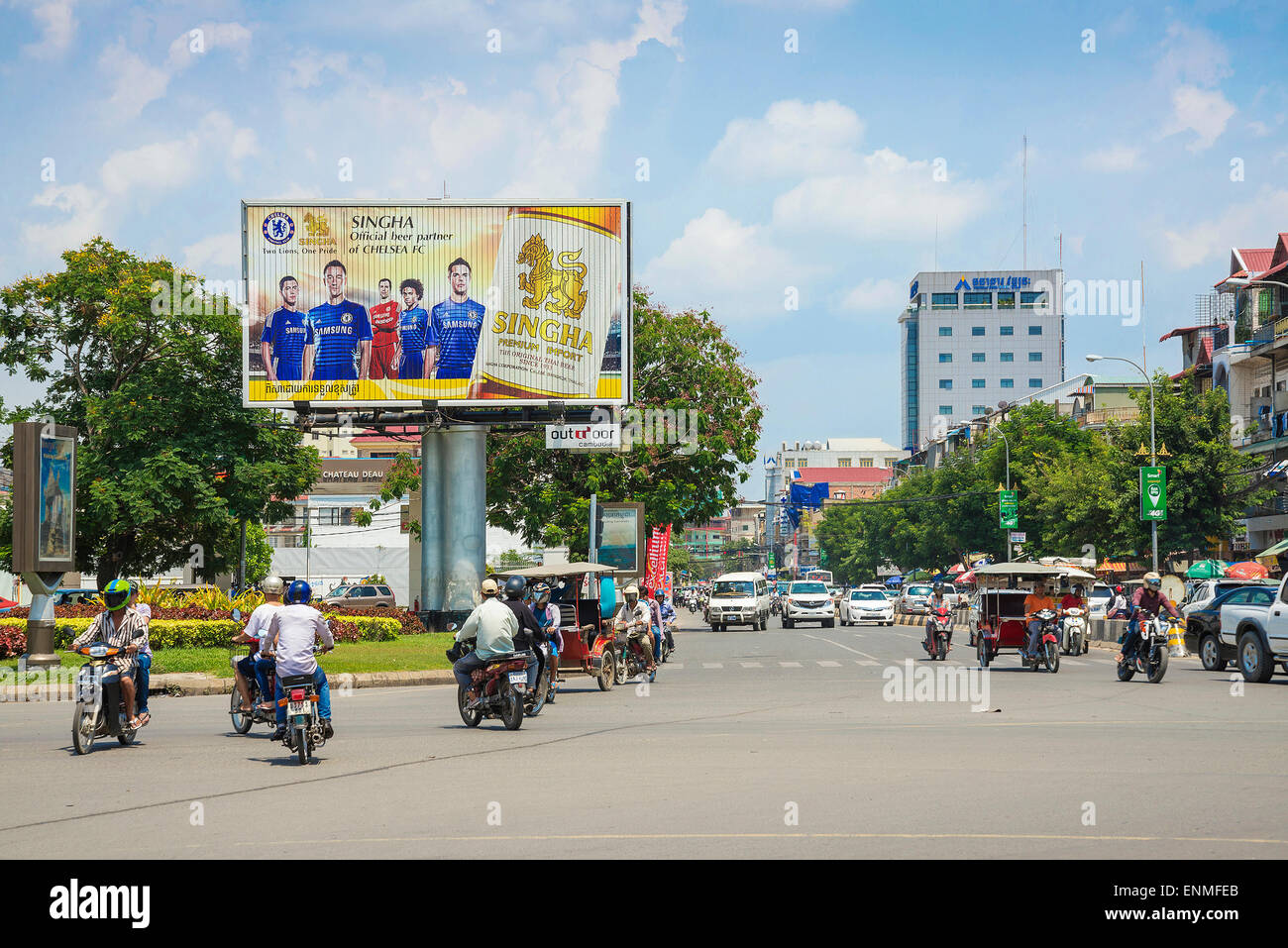 Monireth Avenue nel centro di phnom penh cambogia città Foto Stock