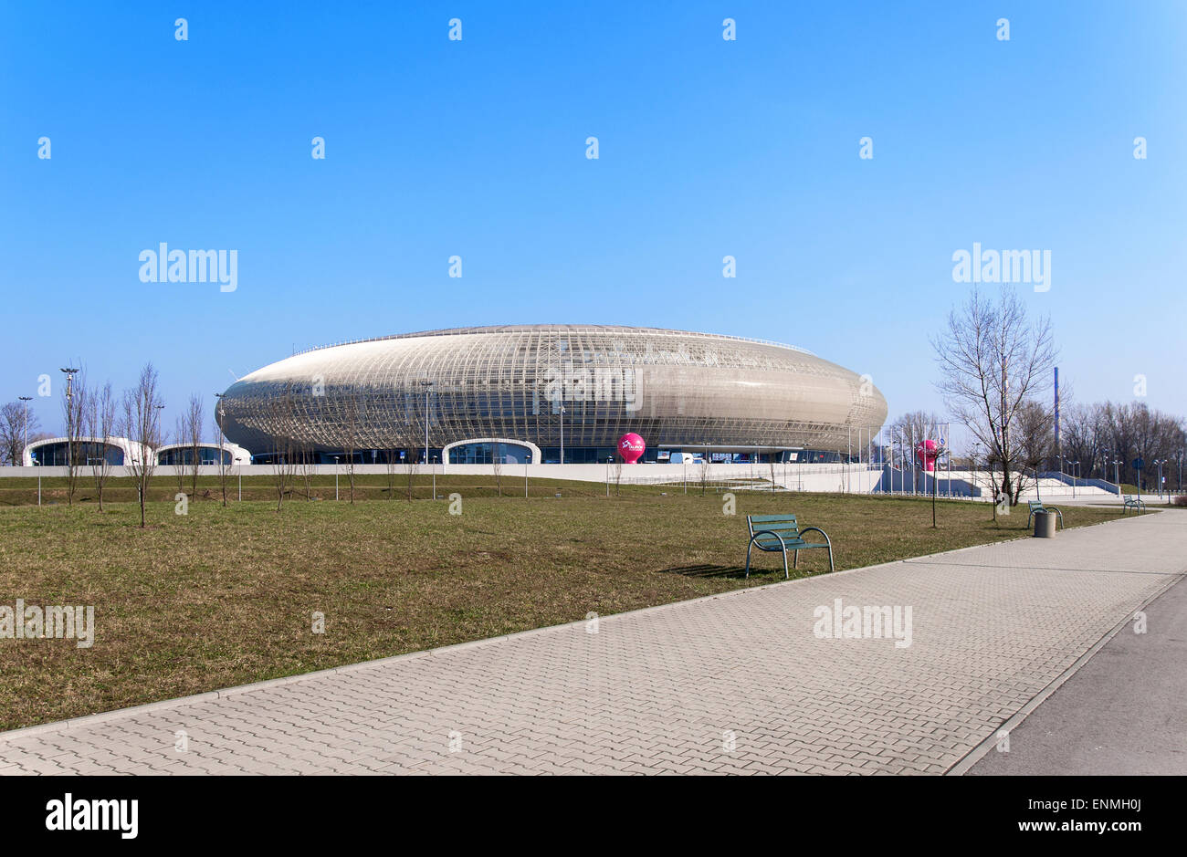 CRACOW POLONIA - MARZO 23, 2015: Tauron Arena di Cracovia. Intrattenimento moderno e impianto sportivo. Il più grande in Polonia. Foto Stock
